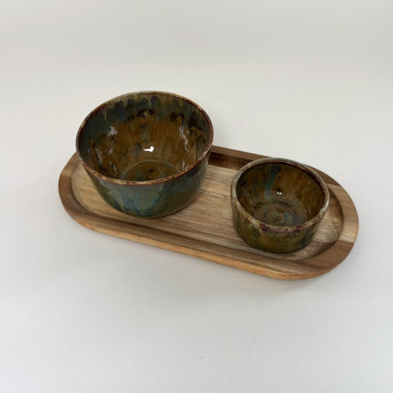 Mini ramequin nuances de brun et de vert